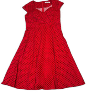 Red and Black Polkadot Retro Inspired Rockabilly Dress Women's L